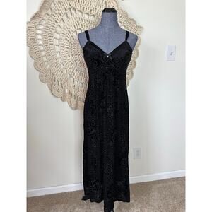 Soma Devore Crushed Velvet Black Long Nightgown Size Medium